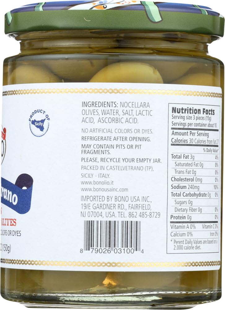 Amazon.com : Bono Castelvetrano Pitted Sicilian Green Olives 5.3